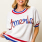 BiBi Metallic America Letter Short Sleeve Sweater