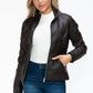 YMI Faux Layered Double-Zipper Jacket with Fuzzy Hood