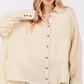 SAGE + FIG Frayed Hem Side Slit Button Down Shirt