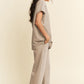 Davi & Dani Round Neck Short Sleeve Top and Pants Set