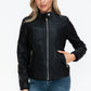 Snobbish PU Leather Biker Jacket with Side Zip Pockets