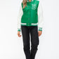 Love Me Now PU Leather Contrast Snap Down Bomber Jacket