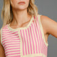 Umgee Round Neck Texture Striped Tank