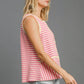 Umgee Round Neck Texture Striped Tank