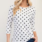 Celeste Full Size Polka Dot Round Neck Three-Quarter Sleeve T-Shirt