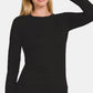 Zenana Ful Size Brushed Microfiber Long Sleeve Round Neck T-Shirt