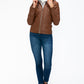 YMI Removable Faux Layered Multi-Pocket Jacket with Fuzzy Hood