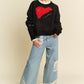 Davi & Dani Contrast Heart Dropped Shoulder Sweater