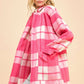 Davi & Dani Plaid Open Front Drop Shoulder Longline Coat