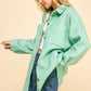 Davi & Dani Curved Hem Heathered Dropped Shoulder Shacket