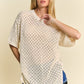 Davi & Dani Side Slit Openwork Round Neck Half Sleeve Knit Cover Up