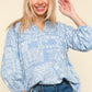 Haptics Full Size Printed Notched Balloon Sleeve Blouse