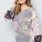 Celeste Tie-Dye V-Neck Printed Sleeve Blouse