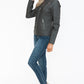 Snobbish Faux Leather Zip Up Mock Neck Jacket