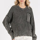 Mittoshop Distressed Hem Round Neck Dropped Shoulder Sweater