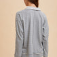 Annie Wear Striped Button Detail Long Sleeve Polo Top