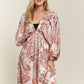 ADORA Printed V-Neck Batwing Sleeve Dress
