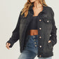 RISEN Full Size Distressed Long Sleeve Denim Jacket