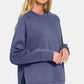 Zenana Scuba Round Neck Side Slit Sweatshirt