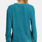 Zenana Chenille Waffle Round Neck Sweater