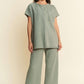 Davi & Dani Round Neck Short Sleeve Top and Pants Set