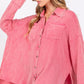 SAGE + FIG Frayed Hem Side Slit Button Down Shirt
