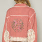 POL Crochet Patch Embroidered Button Up Jacket