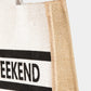 Fame Bamboo Handle Hello Weekend Tote Bag