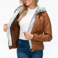 YMI Faux Layered Double-Zipper Jacket with Fuzzy Hood