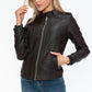 Snobbish PU Leather Biker Jacket with Side Zip Pockets