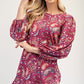 Celeste Full Size Paisley Round Neck Balloon Sleeve Top