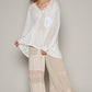 POL V-Neck Long Sleeve Crochet Top