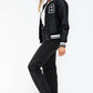 Love Me Now PU Leather Contrast Snap Down Bomber Jacket