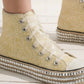 Beast Fashion Glitter Lace-Up Studded Platform Sneakers