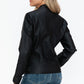 Snobbish Faux Leather Biker Jacket with Side Zip Pockets