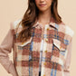 Annie Wear Faux Fur Plaid Button Up Jacket