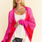 Davi & Dani Openwork Contrast Open Front Cardigan