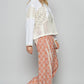 POL Lace Trim Drawstring Checkered Wide Leg Pants