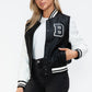 Love Me Now PU Leather Contrast Snap Down Bomber Jacket