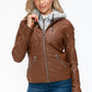 YMI Faux Layered Double-Zipper Jacket with Fuzzy Hood