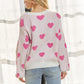 ADORA Heart Round Neck Drop Shoulder Sweater