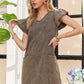 ADORA Mineral Washed V-Neck Ruffled Cap Sleeve Dress