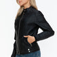 Snobbish Faux Leather Biker Jacket with Side Zip Pockets