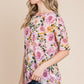 BOMBOM Floral Round Neck T-Shirt