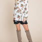 Super Lady Full Size Babydoll Floral Boat Neck Long Sleeve Blouse