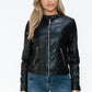 Snobbish PU Leather Zip Up Jacket with Pockets