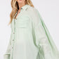 SAGE + FIG Frayed Hem Side Slit Button Down Shirt