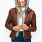 YMI Faux Layered Double-Zipper Jacket with Fuzzy Hood