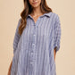 Annie Wear Striped Button Up Half Sleeve Shirt