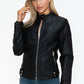 Snobbish Faux Leather Biker Jacket with Side Zip Pockets